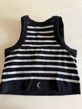 Zyia Striped Racerback Sports Bra - Black & White